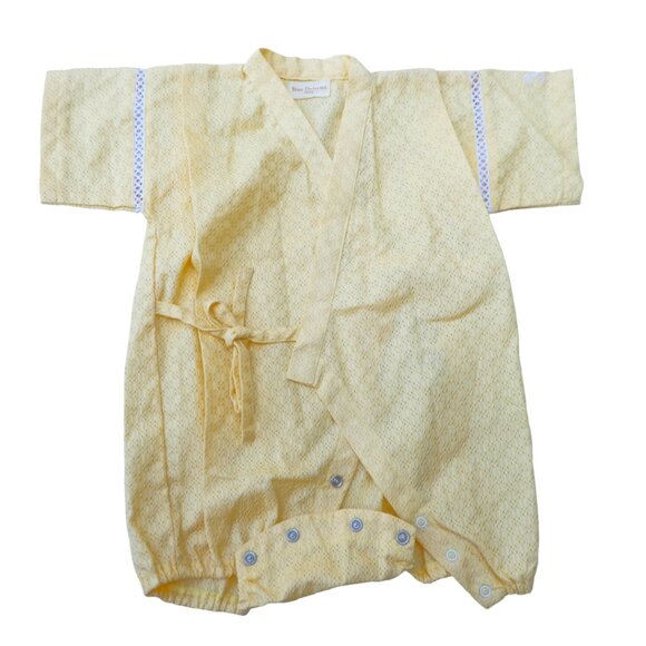Yves Delorne Paris Designer Baby Yellow Jumper One Piece Embroidery Tie Snaps - Picture 1 of 9